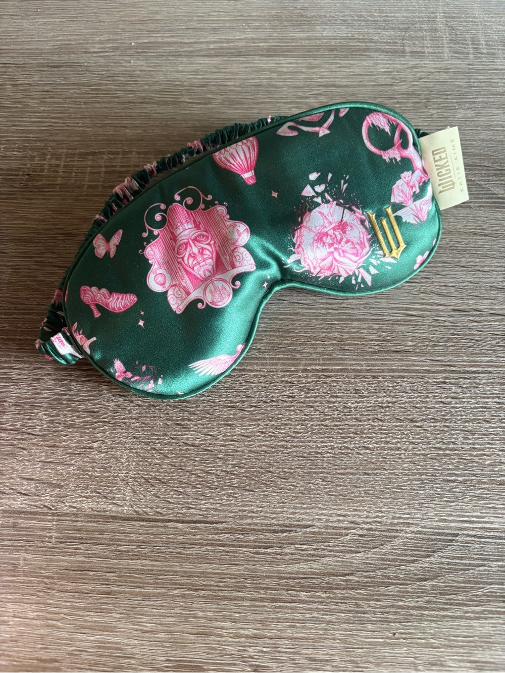 Wicked x Katie Kime sleep mask - Emerald Green & Pink
